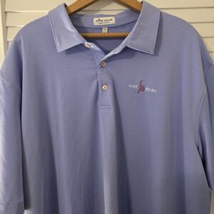 Peter Millar Mens Polo, Blue/Purple Striped, 2XL /XXL, Excellent Condition